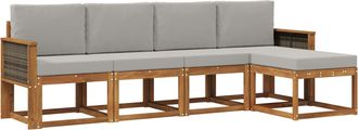 vidaXL Conjunto De Sof&aacute;s De Exterior 5 Uds. Natural Y Gris Claro Vidaxl