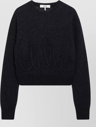 Chlo&eacute; alpaca silk cropped crewneck sweater