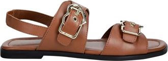 Love Moschino Schoenen, Dames, Bruin, 39 EU, Leer, Platte Sandalen