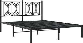 vidaXL Metal Bed Frame without Mattress with Headboard Black 140x190cm Vidaxl