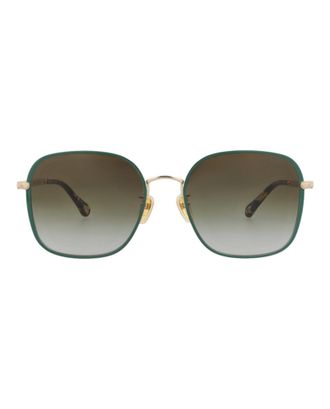 Chlo&eacute; Square-Frame Metal Sunglasses