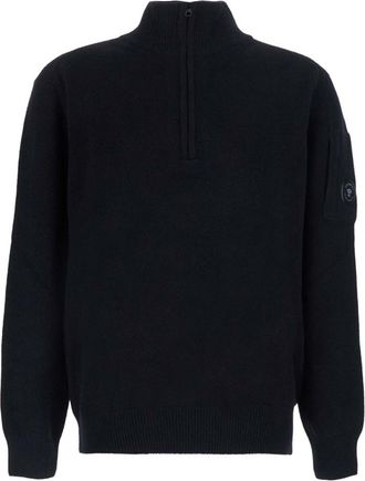 C.P. Company Black Solid Mock Collar Sweatshirt