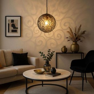Globo Lighting Lampada a sospensione per sala da pranzo lampada in vetro fum&eacute; oro lampada da soggiorno, metallo, 1x 7W 630lm bianco caldo, DxH 25x120 cm