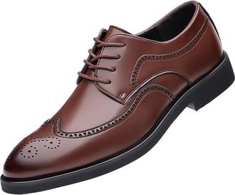 Generic Mens Brogues Shoes Lace Up Dress Shoes Business Formal and Casual Wear British Style Fashion Footwear(Brown,10.5)