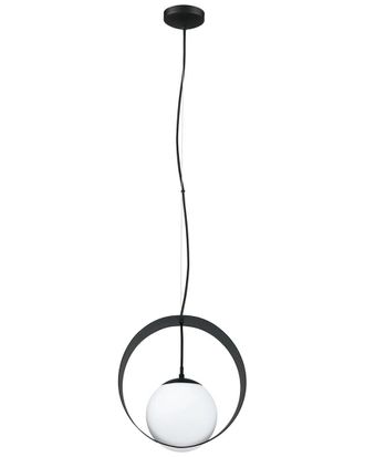 Eglo Eglo Camargo 1 Light Pendant With Black Finish & White Glass Shade