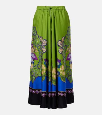 La DoubleJ Printed silk midi skirt