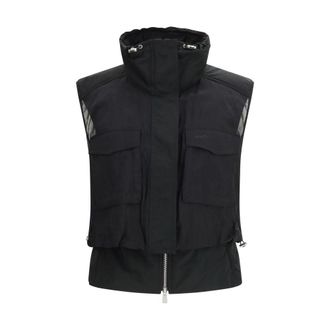Pinko Zwarte Nylon Mouwloze Jas