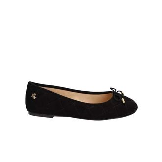 Ralph Lauren Ballerinas, female, Black, Size: 6 1/2 US Londyn Bow-Trim Suede Ballet Flats