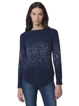 Kor&ouml;shi Womens Soft Touch Knitted Sweater, Round Neck, Long Sleeve, Rounded Hem and Jacquard Pattern., blue, M
