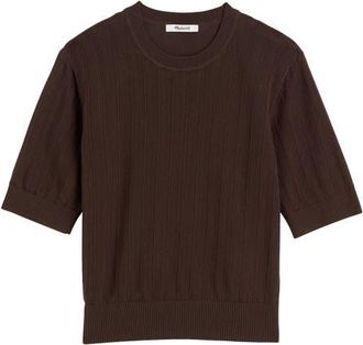 Madewell Pointelle Stitch Crewneck Sweater Tee in Dark Brown at Nordstrom, Size Xx-Large