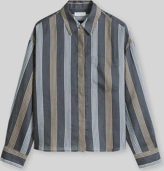 Marc O'Polo Regular Fit Bluse mit Allover-Muster in Dunkelgrau, Gr&ouml;&szlig;e 44