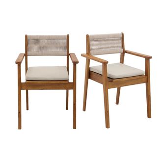 Miliboo Sillones De Jard&iacute;n En Madera Maciza Y Cuerda Trenzada (lote De 2) Zephyr
