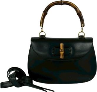 Gucci Pre-owned Handbags, female, Black, Size: ONE SIZE Pre-owned Bamboo Leather 2way Bag