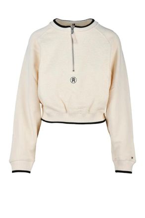 Tommy Hilfiger Cream Cotton Cropped Sweatshirt