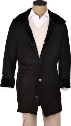 Hettabretz Isa Black Suede Shearling Overcoat