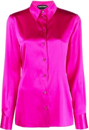 Tom Ford long-sleeve button-down shirt - women - Silk/Lyocell - 46 - Pink