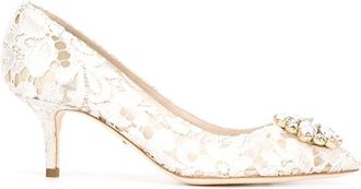 Dolce & Gabbana Lace Rainbow Pumps With Brooch Detailing Shoes