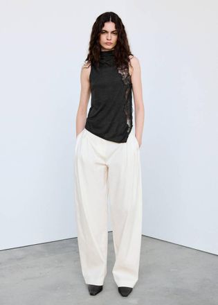 Mango Top collo alto pizzo grigio antracite - Donna - XS - MANGO