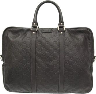 Gucci Pre-owned Guccissima 201480 Aktetas Handtas - Heren - Vintage Handtas - Bruin - ONE Size - Leer - Vintage