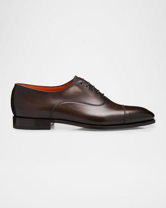 Santoni Men & apos;s Leather Cap-Toe Derby Shoes