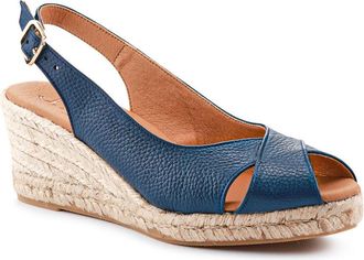 Jones Bootmaker Womens Raquelle Leather Heeled Espadrilles - Navy - Size UK 6