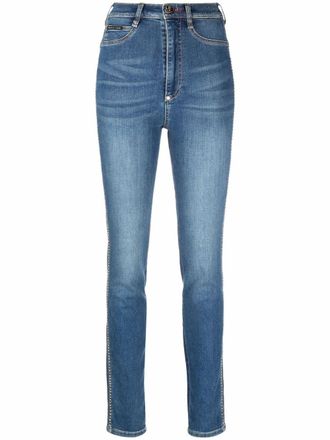 Philipp Plein super-high waisted skinny jeans - women - Elastane/Polyester/Cotton - 27 - Blue