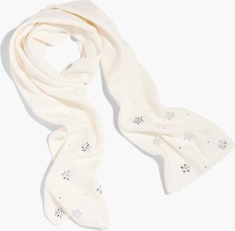 Talbots Snowflake Embellished Soft Knit Scarf - Ivory - 001 Talbots