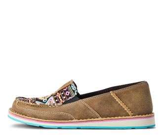 Ariat Womens Cruiser Slip On Shoes In Brown Bomber Leather/neon Lights