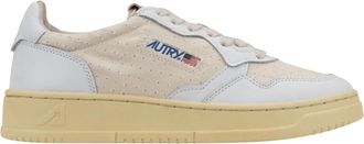 Autry Leren en stoffen vetersneakers - Dames - Sneakers - Wit - 36 EU - Leer - Schoenen