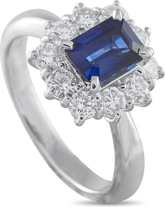 Luxury Bazaar Platinum 0.77ct Diamond and Sapphire Ring 5340