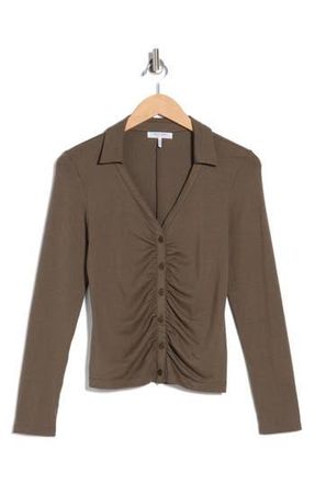 Rag & Bone Lucy Ruched Polo Button-Up Shirt in Midol at Nordstrom Rack, Size X-Large