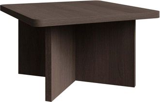 Selsey Selsey Qubeo - Mesa De Centro 60 Cm, Cuadrada Con Base En Cruz, Acabado Fresno Marr&oacute;n