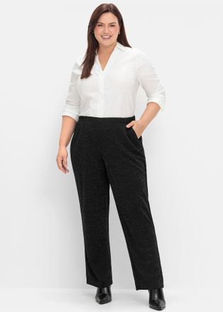 Sheego Webhose SHEEGO, Damen, Gr. 40, Normalgr&ouml;ssen, schwarz, 91% Polyester, 5% metallisierte Fasern, 4% Elasthan, unifarben, Hosen Webhose