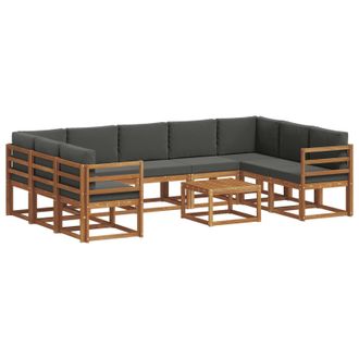 vidaXL Conjunto De Sof&aacute;s De Exterior 10 Pcs Natural Y Antracita Vidaxl