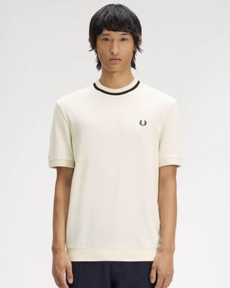 Fred Perry Mens Crew Neck T-Shirt in Ivory Cotton - Size X-Large