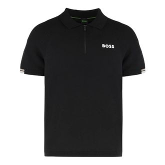 HUGO BOSS Hugo, Polo Shirts, male, Black, Size: 2XL Short sleeve polo with zip