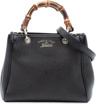 Gucci Borsa shopper media in pelle di vitello e bamb&ugrave; 2016-2025 - Nero