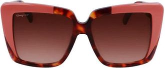 Ferragamo Square Full Rim Sunglasses - Red