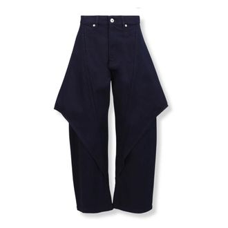 J.W.Anderson Loose Fit Jeans, female, Blue, W26, Cropped Sculptural Jeans