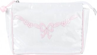 Lenora Womens Large Make Up Bag In White / Pink Bow