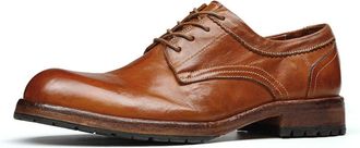 Generic Mens Low Block Heel Formal Shoes Round Toe Distressed Leather Oxfords Lace Up Business Dress Shoes,Brown2,5.5 UK