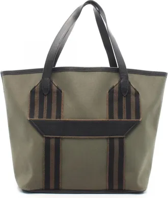 Herm&egrave;s Black Brown Khaki Taurillon Clemence Leather Handbag Tote Bag (Pre-Owned)
