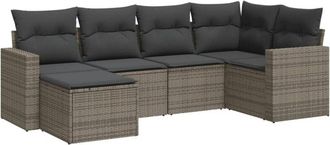 vidaXL Vidaxl - Set De Muebles De Jard&iacute;n 6 Pzas Y Cojines Rat&aacute;n Sint&eacute;tico Gris