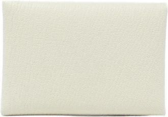 Herm&egrave;s White Chevre Leather Coin Purse/Coin Case (Pre-Owned)