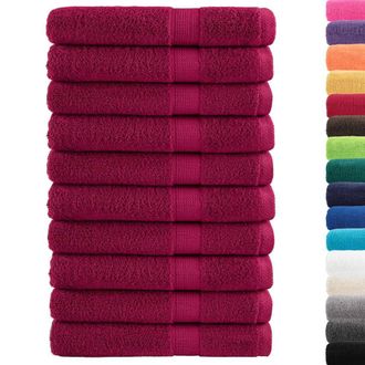 Berkfield Home Premium Towels SOLUND 10pcs Bordeaux 100x200cm 600gsm in Wine