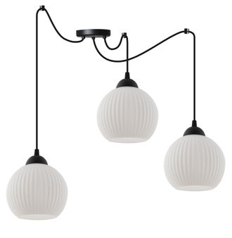 OEM L&aacute;mpara Colgante Ara&ntilde;a Riffle Negra 3 Placas Pantalla Blanca Bola E27