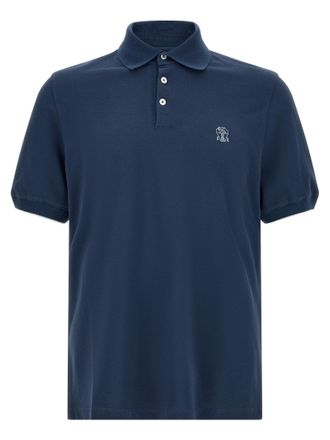 Brunello Cucinelli Blue Cotton Polo Mens Shirt