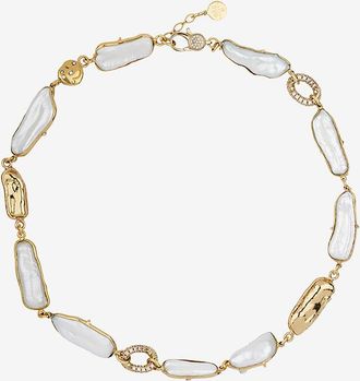 Gas Bijoux Goldene Halskette mit Perlmutt und Strass Cayo