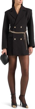 Mani&egrave;re De Voir Zara Double Breasted Blazer Dress With Chain in Black at Nordstrom, Size 8