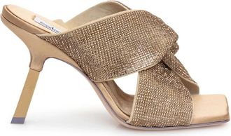 Sebastian Milano Strass Mule Sandalen - Dames - Muiltjes - Beige - 41 EU - Schoenen
